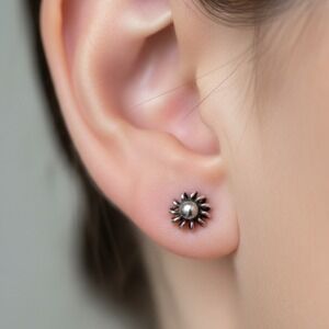Sterling Silver Flower Stud Earrings 925 Small Bloom Post Backs